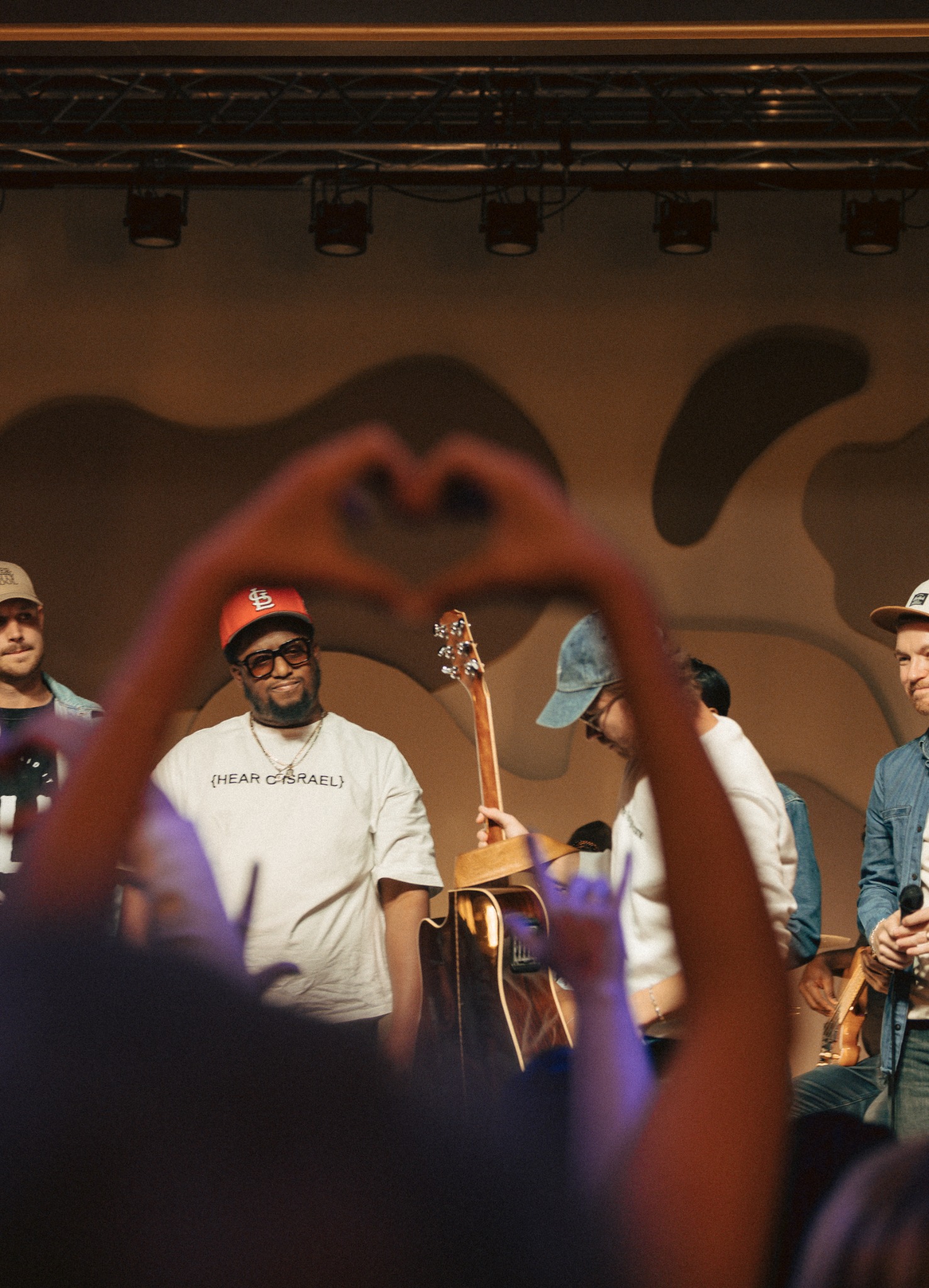 the group gathering for a performance